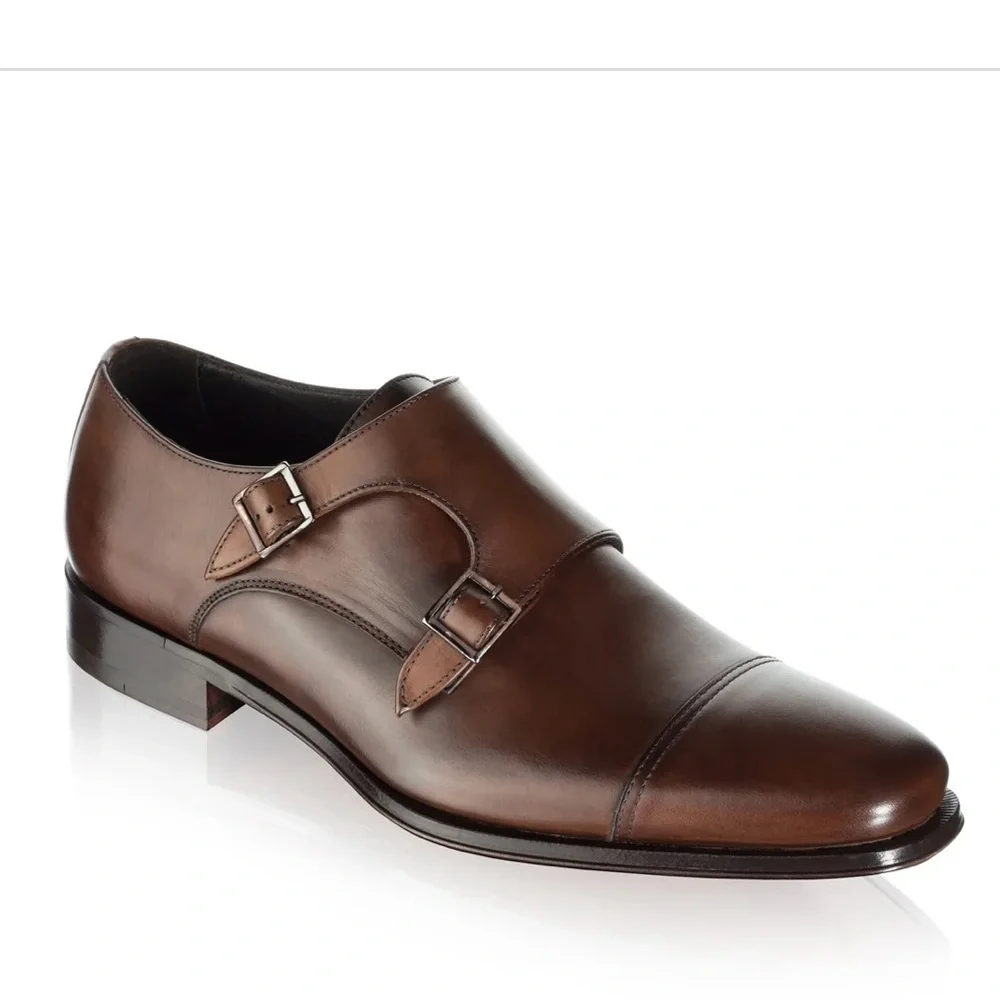 To‎ Boot New York Made in Italy Grant Double Monkstrap in Brown Size 9 D $399
